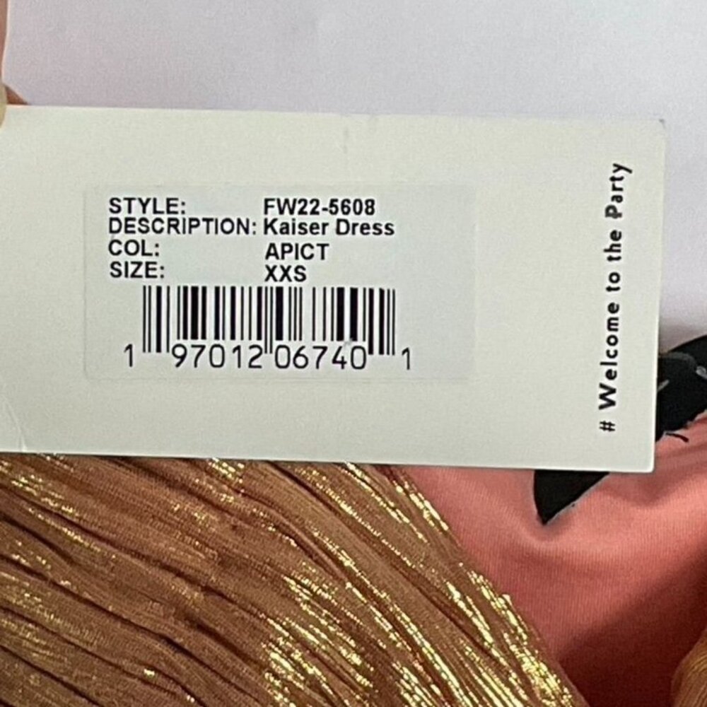 NWT Retrofete Kaiser Dress, in Apricot, size XXS, 95% polyester, 5% spandex - Picture 12 of 16